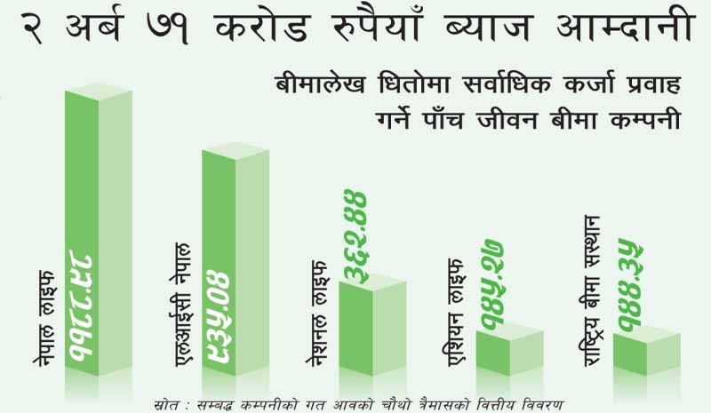 बीमालेख धितोमा ३१ अर्ब कर्जा प्रवाह, २ अर्ब ७१ करोड रुपैयाँ ब्याज आम्दानी