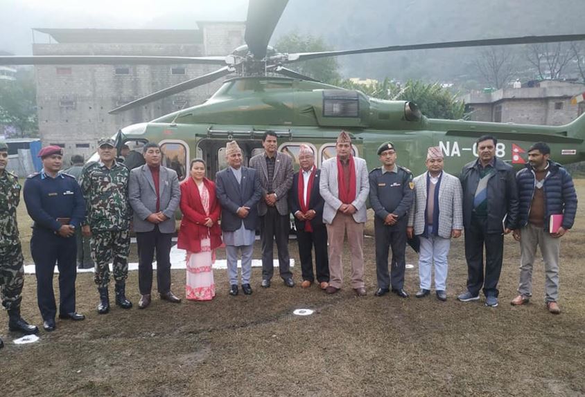 उपप्रधानमन्त्रीद्वारा हेलिकोप्टरबाटै कालापानी क्षेत्रको निरीक्षण, हिमपातका कारण ल्याण्ड हुन सकेन