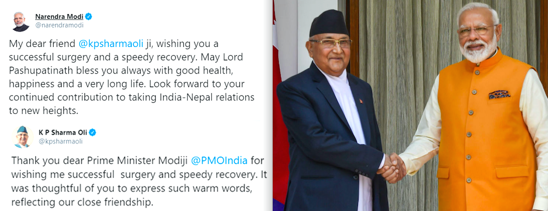सफल मिर्गौला प्रत्यारोपणका लागि मोदीले दिए ओलीलाई शुभकामना