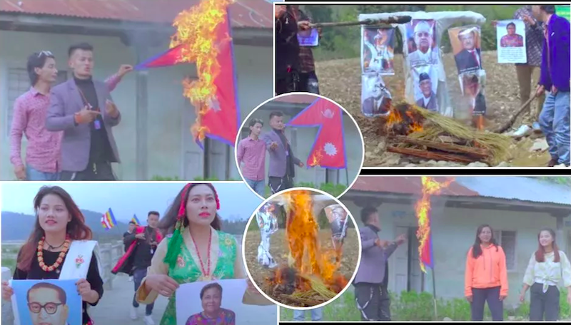 म्युजिक भिडियोका लागी देशको राष्ट्रिय झण्डा जलाउने एकजना पक्राउ