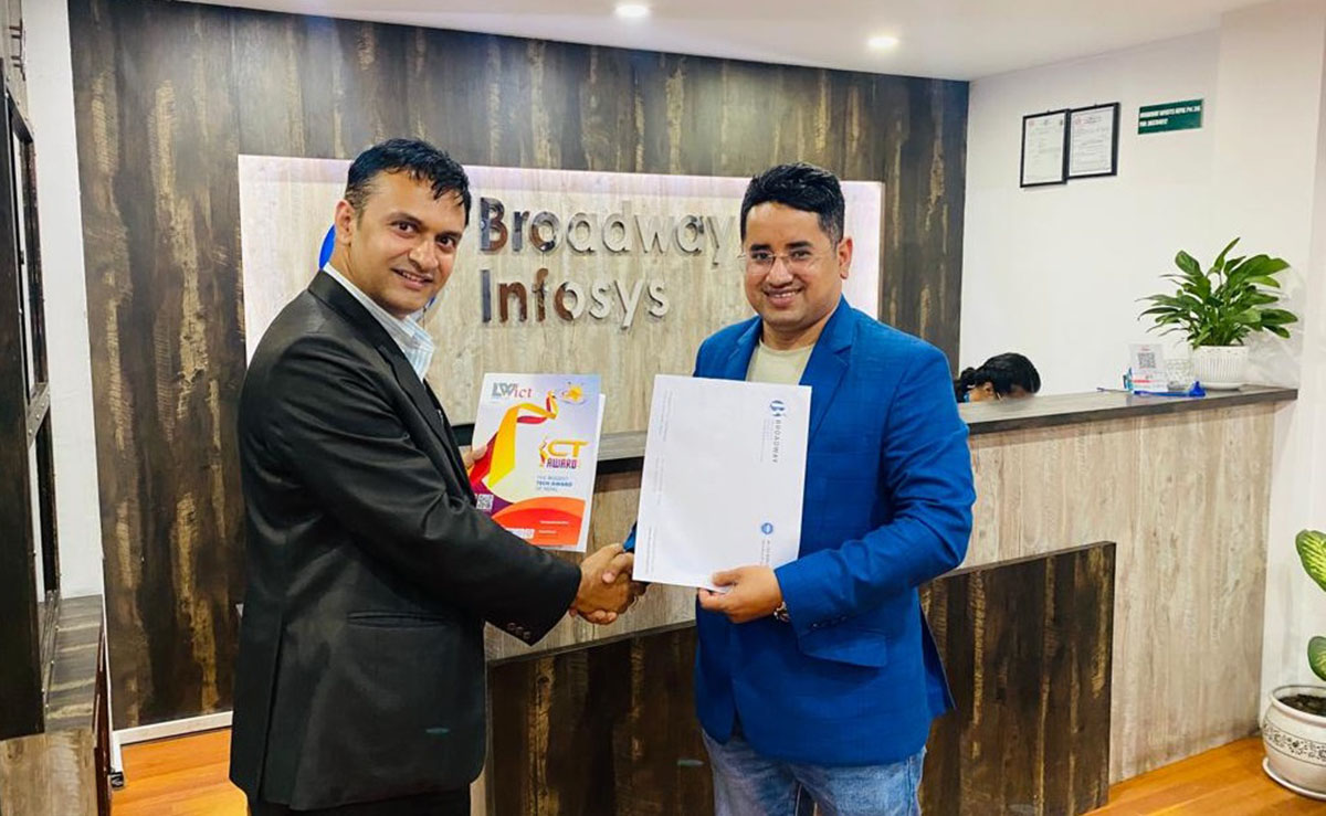 ब्रोडवे इन्फोसिसले आइसिटी अवार्डमा ट्रेनिंङ पार्टनरको रुपमा सहकार्य गर्ने