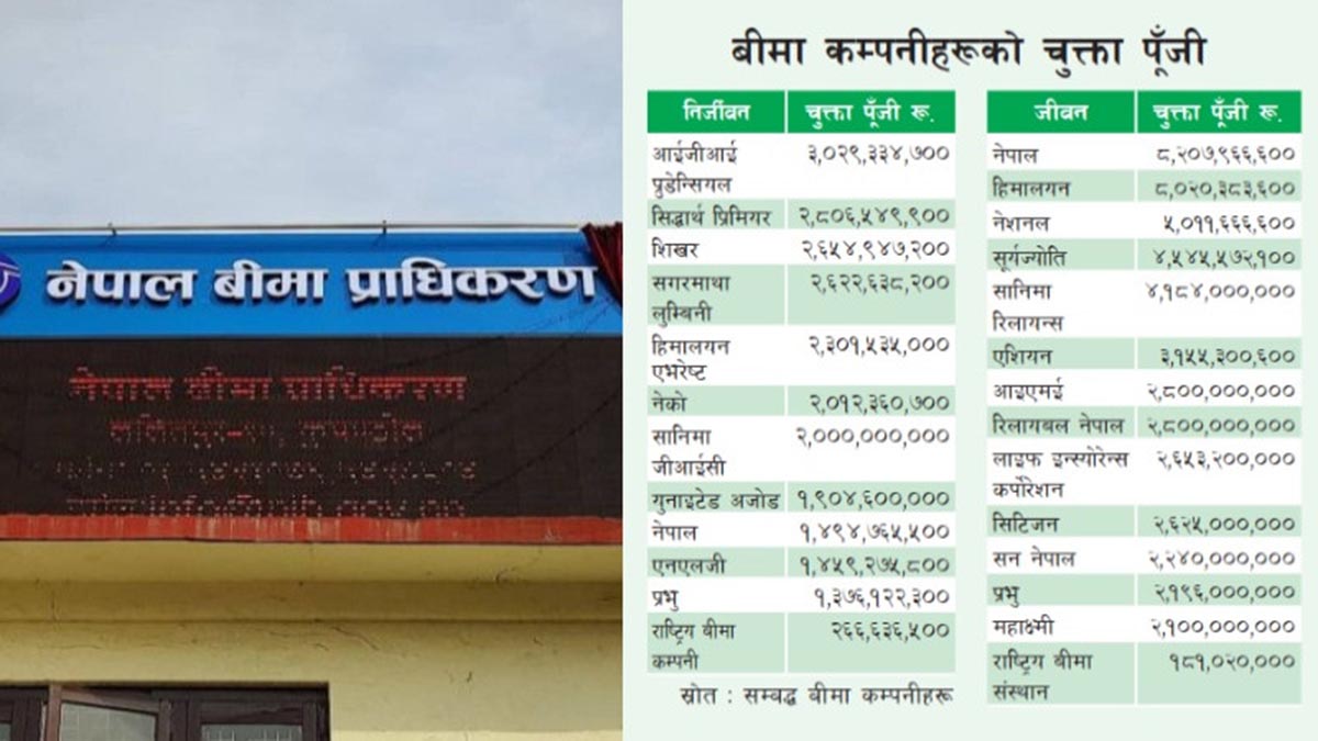 सात बीमा कम्पनीले मात्र पुर्‍याए चुक्ता पूँजी, बाँकीलाई हकप्रद निष्कासनको बाटो खुलाइने