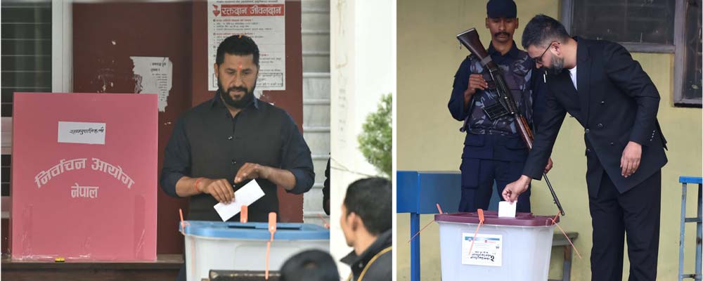 देशैभर एकसाथ प्रतिनिधिसभा निर्वाचनको मतदान सुरु, रास्वपा सभापति लामिछाने र वरिष्ठ नेता शाहद्वारा मतदान