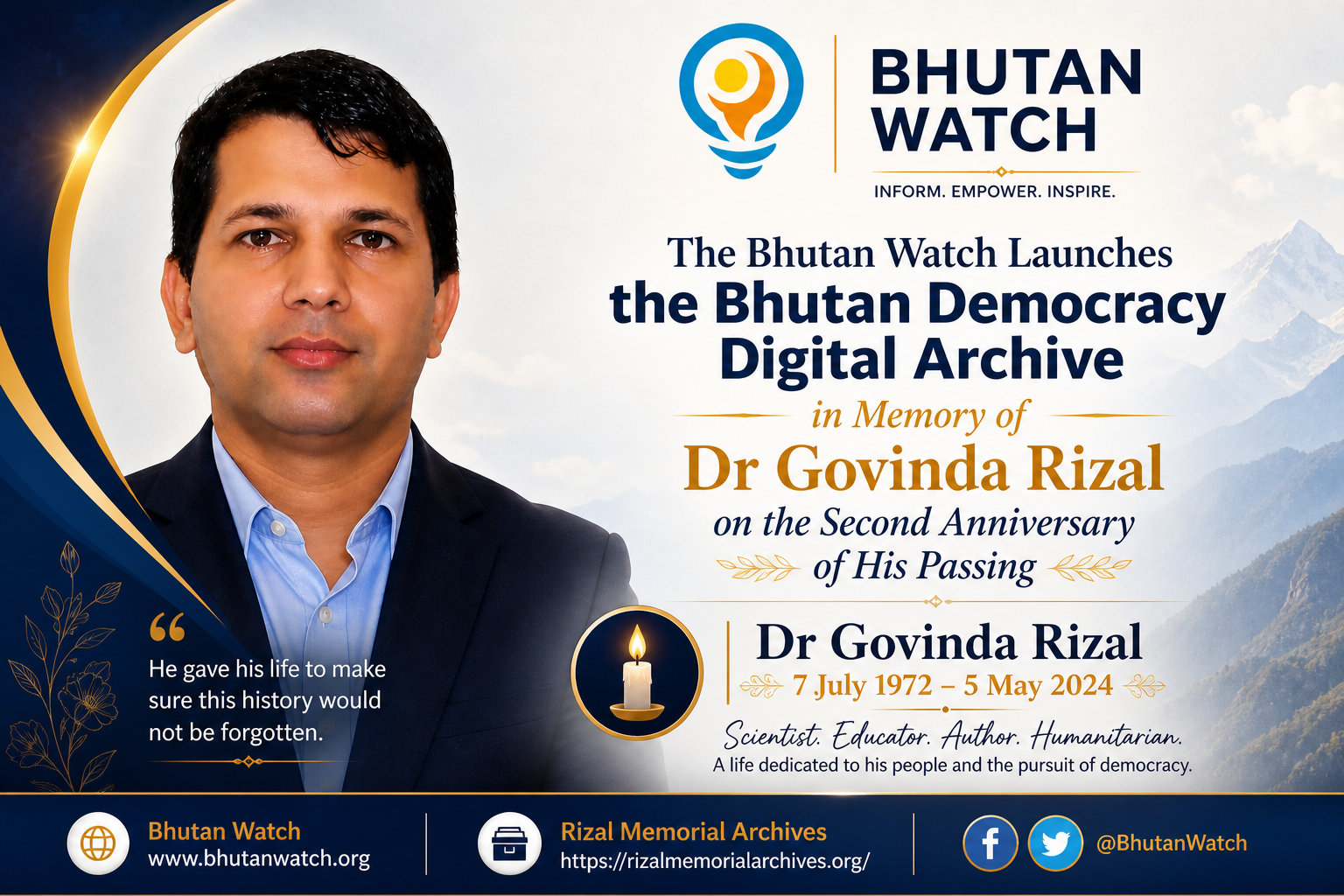 डा. गोविन्द रिजालको दोस्रो पुण्यतिथिमा उहाँप्रति समर्पित Bhutan Democracy Digital Archive को घोषणा