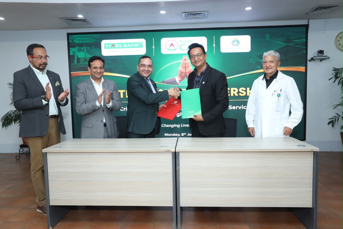 नबिल बैंक र धुलिखेल अस्पतालबीच अत्यावश्यक स्वास्थ्य तथा पुनःस्थापना सेवा सुदृढ गर्न ६ करोड रुपैयाँको रणनीतिक साझेदारी