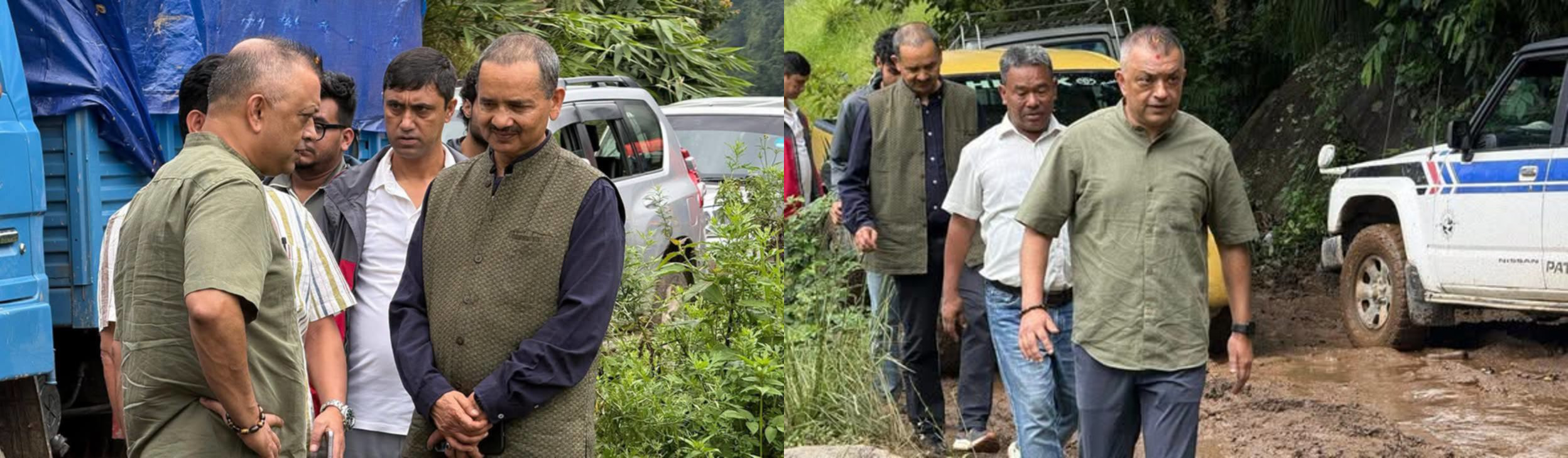 विज्ञ टोलीसहित कांग्रेस सभापति गगन थापा बाढी प्रभावित रसुवामा